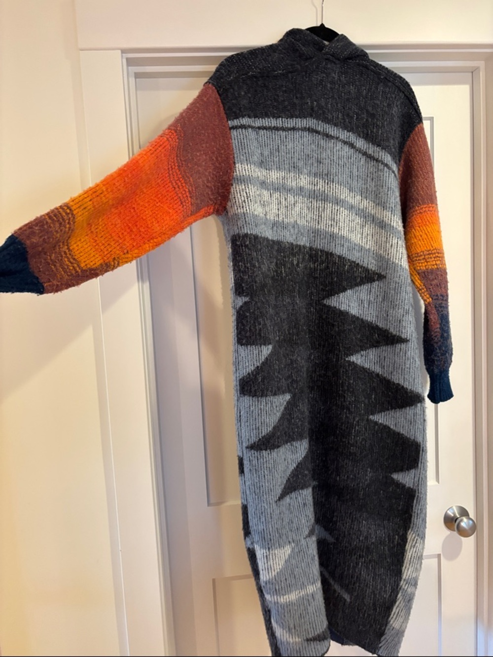 Long Open-Front oversized Knit Cardigan Sweater - Multicolor - Picture 3 of 5